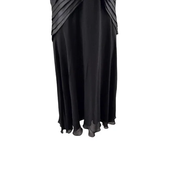 Vintage Tadashi Dress Womens 10 Black Silk Halter Pleated Y2K Gown Whimsigoth - Picture 9 of 16